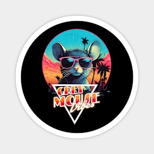 Retro Wave Chillout Grey Mouse Vibes Magnet